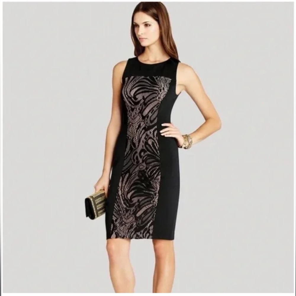 BCBGMAXAZRIA Leona Black Lace Bodycon Dress Size Extra Small (XS)